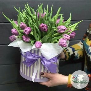 Шляпная коробочка тюльпанов «Дарю весну!»
