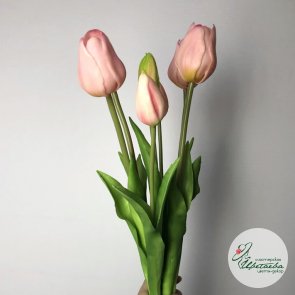 Букет из светло-розовых классических искусственных тюльпанов