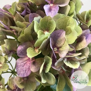 Искусственная зелено-фиолетовая кустовая гортензия 5 соцветие 3D