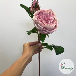 Искусственная светло-сиреневая роза Дэвида Остина (2+1)