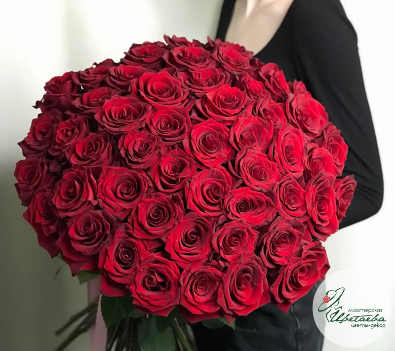 Большие букеты цветов роз - 51 шт