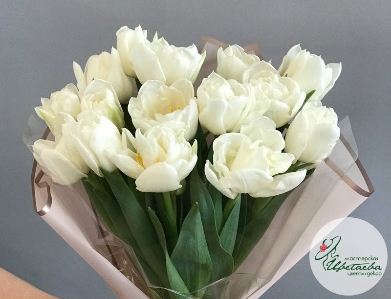 Букет из белых пионовидных тюльпанов