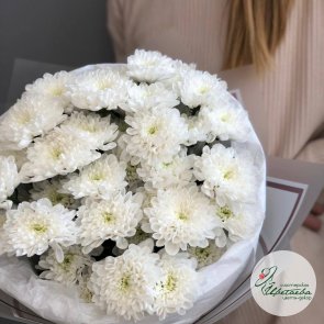 Букет «Белое облако» из белой хризантемы 