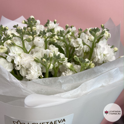 Букет из 9 белых маттиол ко Дню Матери