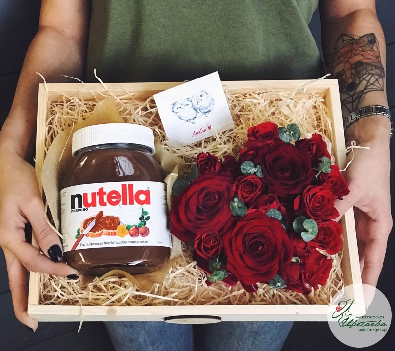 Композиция «Сердце» с орехово-шоколадной пастой Nutella