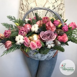 Новогодние корзины из цветов